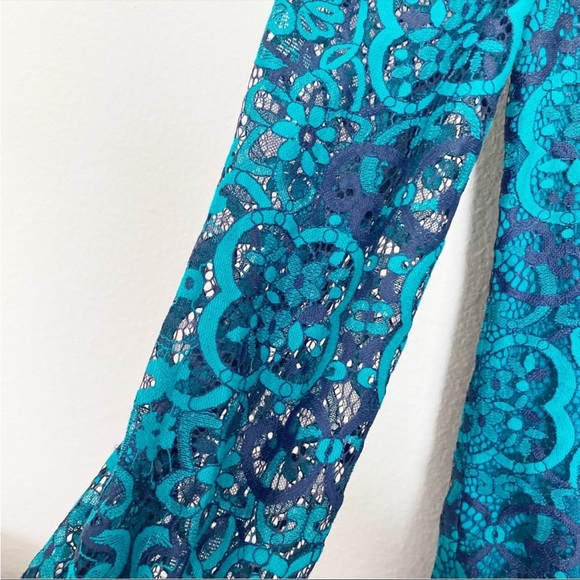 NWT Lilly Pulitzer Georgi Dress Valencia Teal Two Tone Carnival Lace Size 0 - Picture 9 of 12